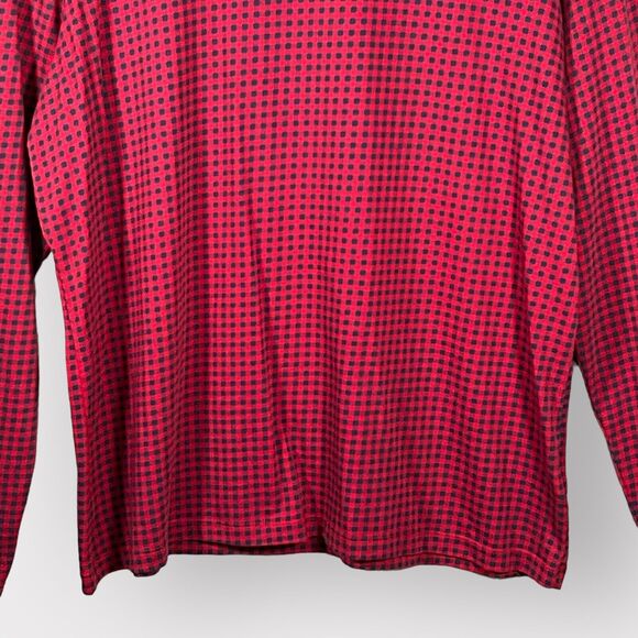 Lands' End Top Women L Red Check Long Sleeve‎ Round Neck Q51 - Picture 5 of 14